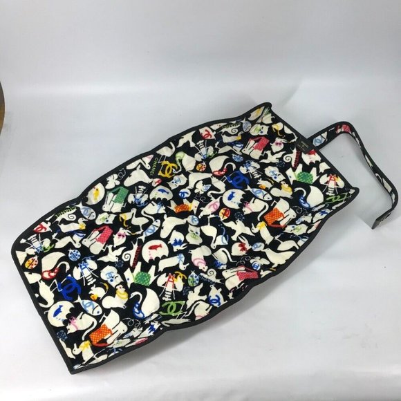 Auth CHANEL Animal pattern Diaper change sheet BABY baby mat Black/Multicolore - Picture 4 of 16